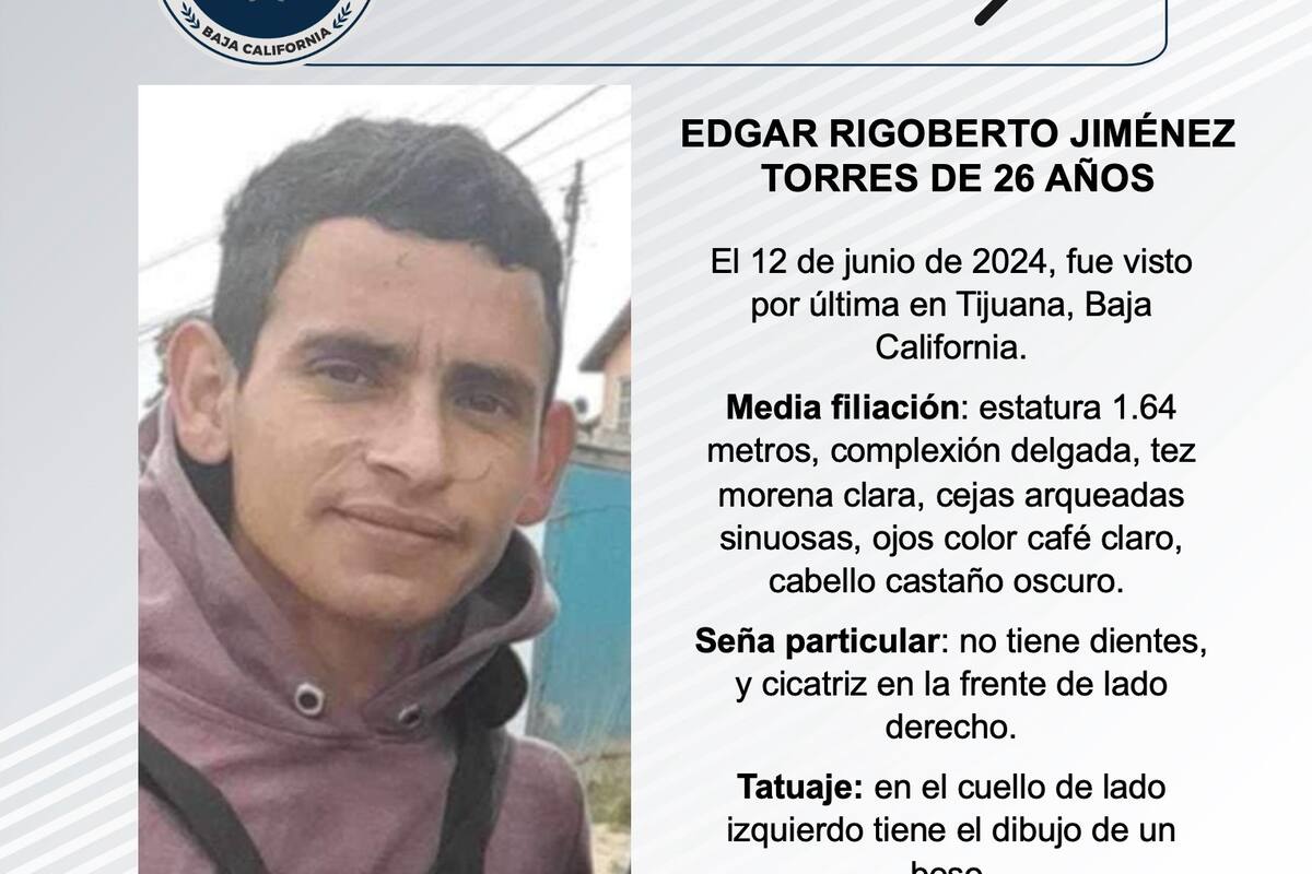 Se busca a Edgar Rigoberto Jiménez Torres de 26 años de edad