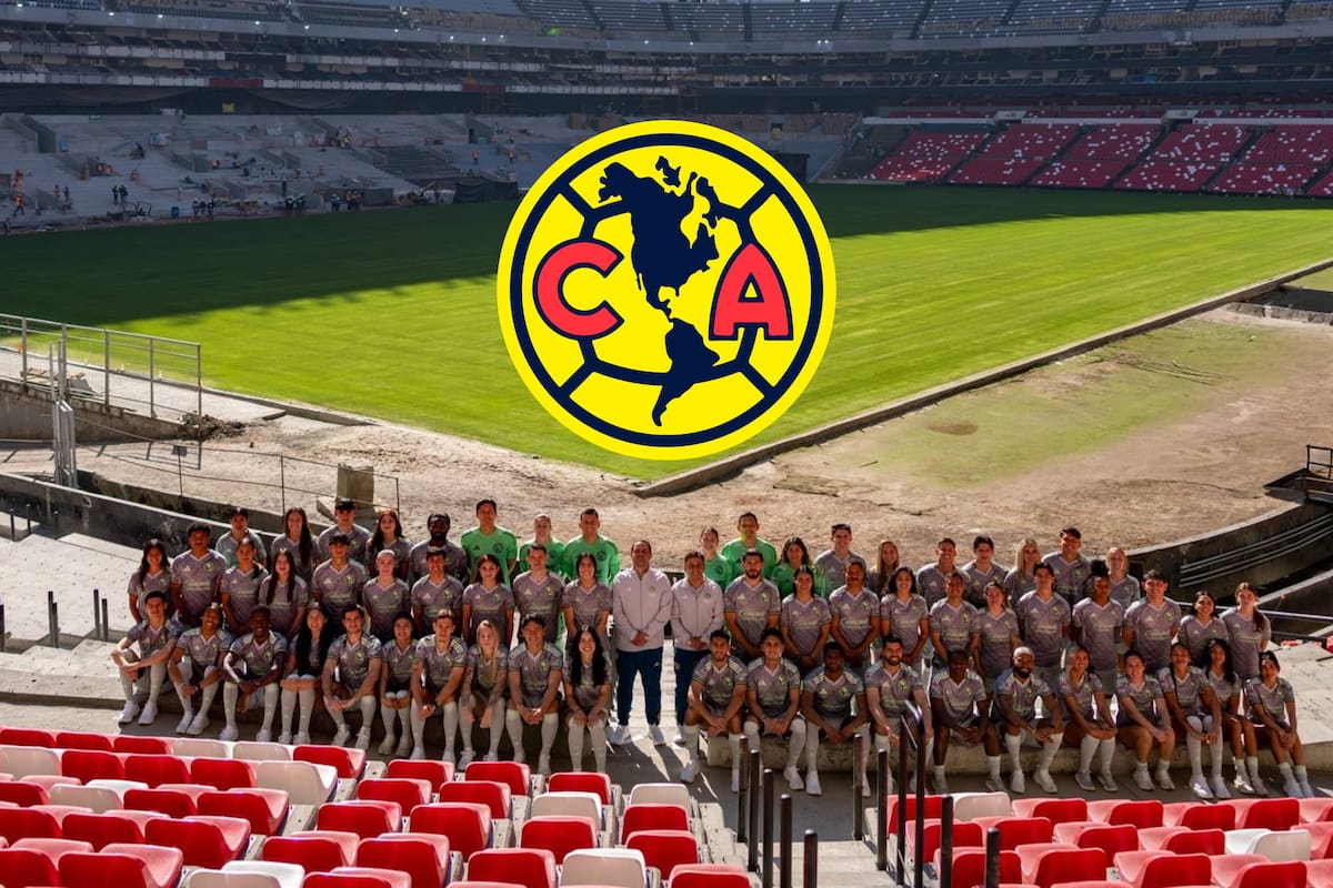 Las Águilas del América se toman la foto oficial en el Estadio Azteca en plena remodelación