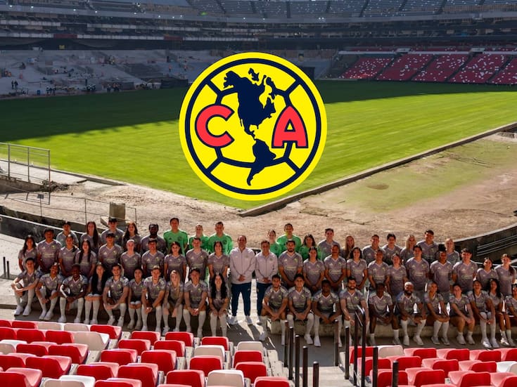 Las Águilas del América se toman la foto oficial en el Estadio Azteca en plena remodelación