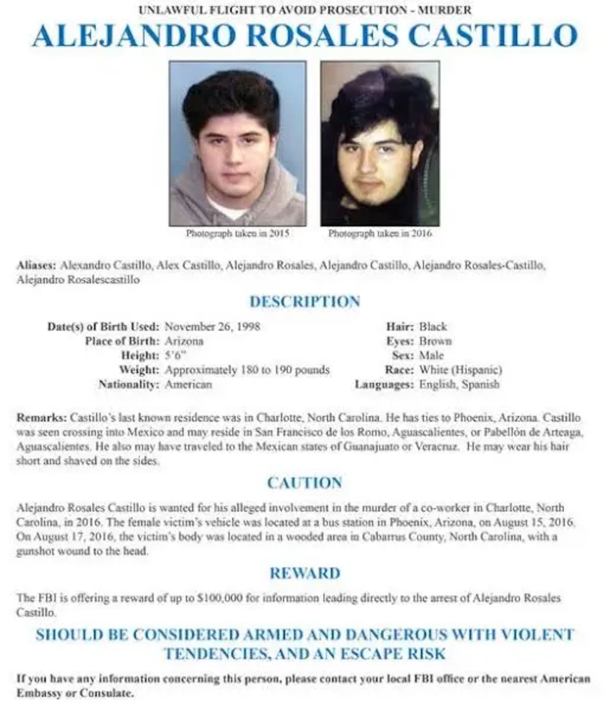 Alejandro Rosales, uno de los 10 más buscados por el FBI en Estados Unidos fue capturado y ahora será extraditado desde México. | Especial GH