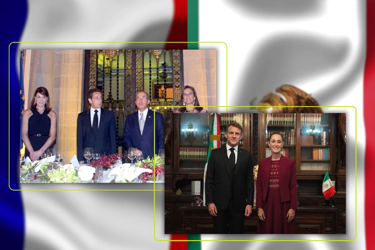 Emmanuel Macron visita a Claudia Sheinbaum luego de que otros seis presidentes marcaran visitas oficiales entre México y Francia, aunque ahora se vive un clima distinto a cuando Sarkozy visitó a Felipe Calderón en 2009
