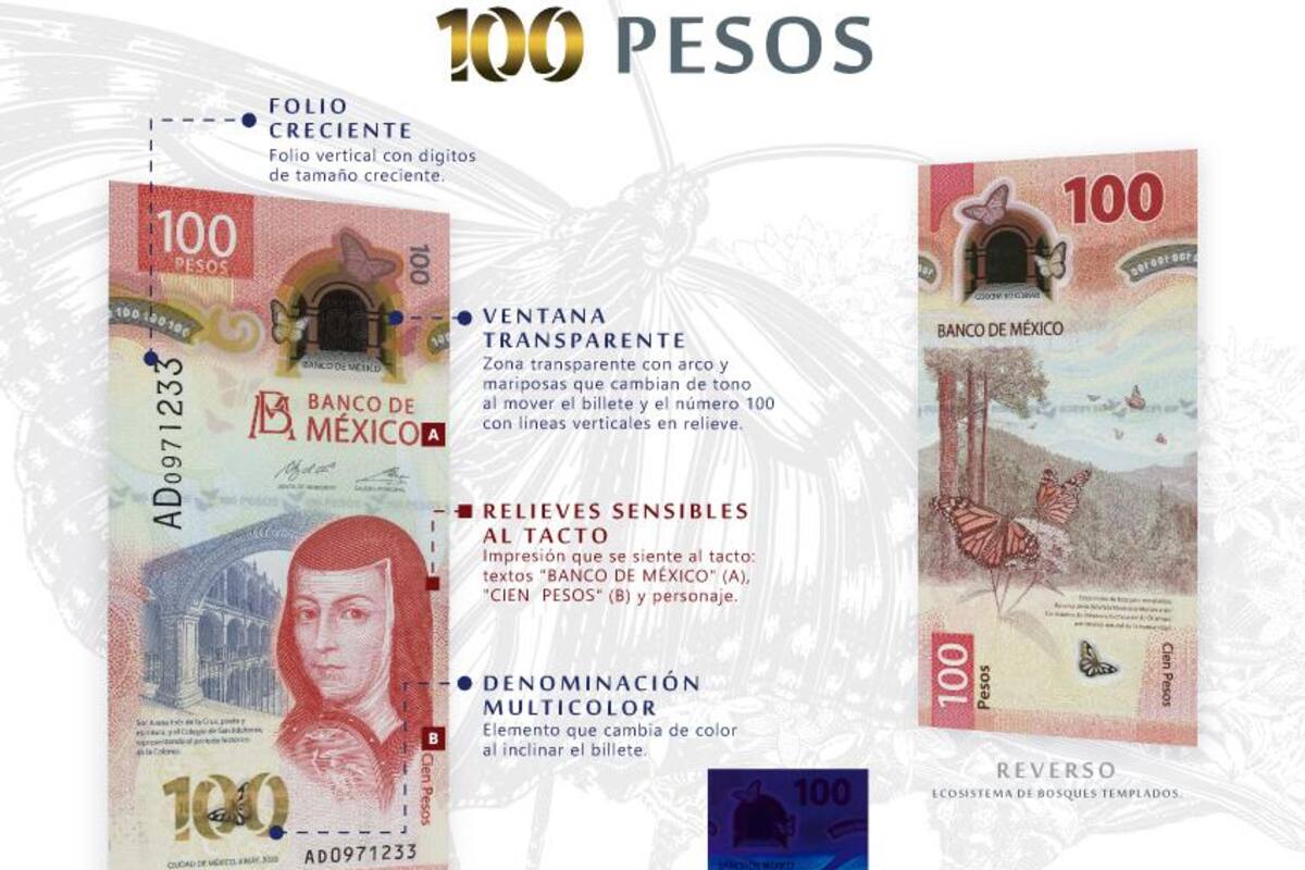 Banxico defiende el nuevo billete vertical del 100 pesos donde sale Sor Juana Inés de la Cruz