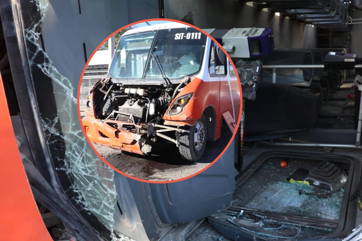 Chocan dos camiones en Hermosillo y uno de ellos se voltea; reportan lesionados