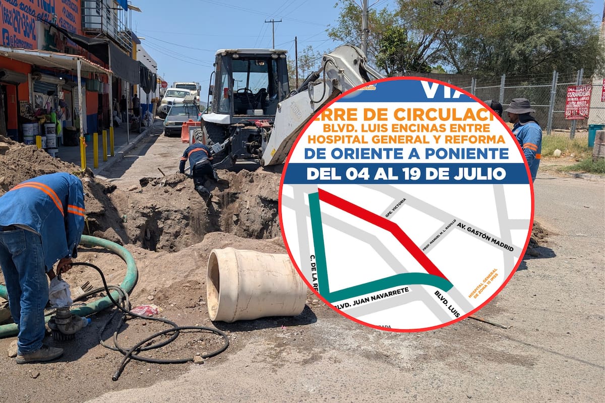 Cierran tramo del bulevar Luis Encinas desde este sábado 4 de julio por rehabilitación del drenaje; estas son las rutas alternas