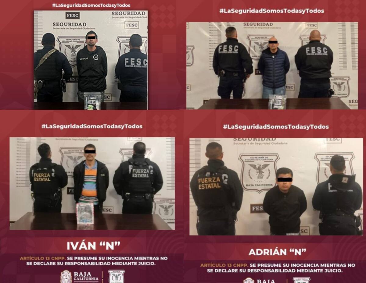 Como resultado de varios despliegues operativos realizados en los municipios de Mexicali, Tijuana y Ensenada, agentes de la Fuerza Estatal de Seguridad Ciudadana (FESC) detuvieron a doce personas l Foto: Cortesía
