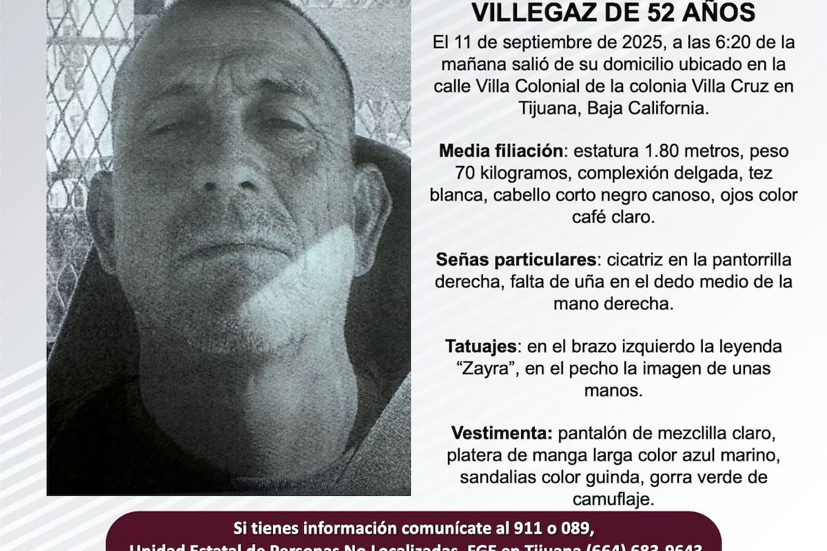 Se busca a José Guadalupe García Villegaz de 52 años
