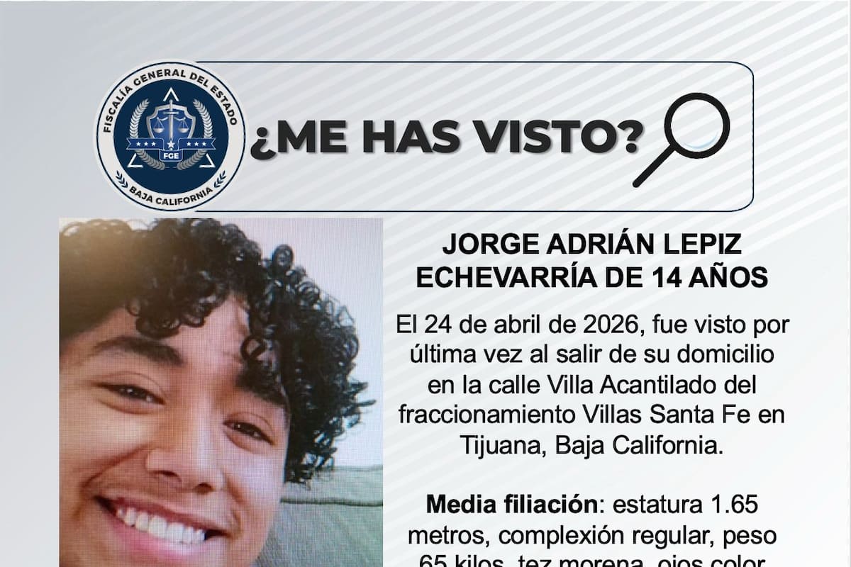 Se busca a Jorge Adrián Lepiz Echevarría de 14 años