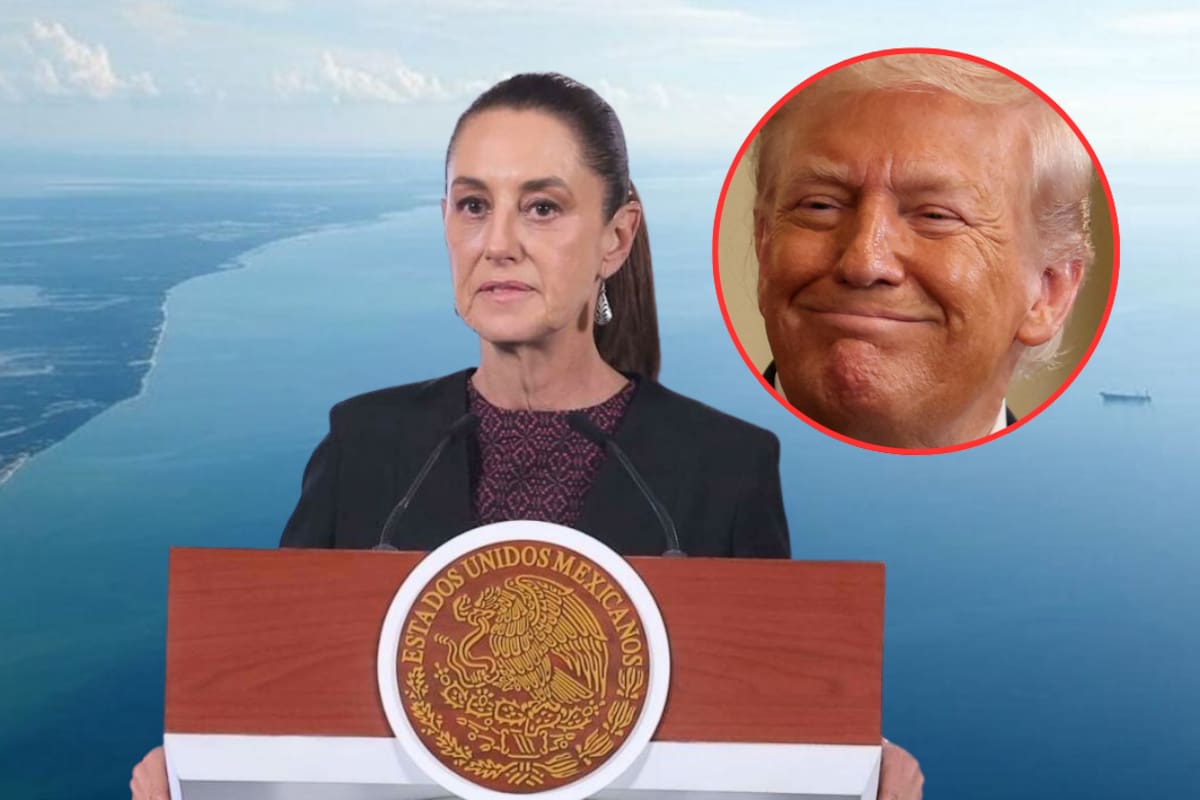 Donald Trump se burla de Claudia Sheinbaum imitando su voz mientras habla de la polémica sobre llamar “Golfo de América” al Golfo de México