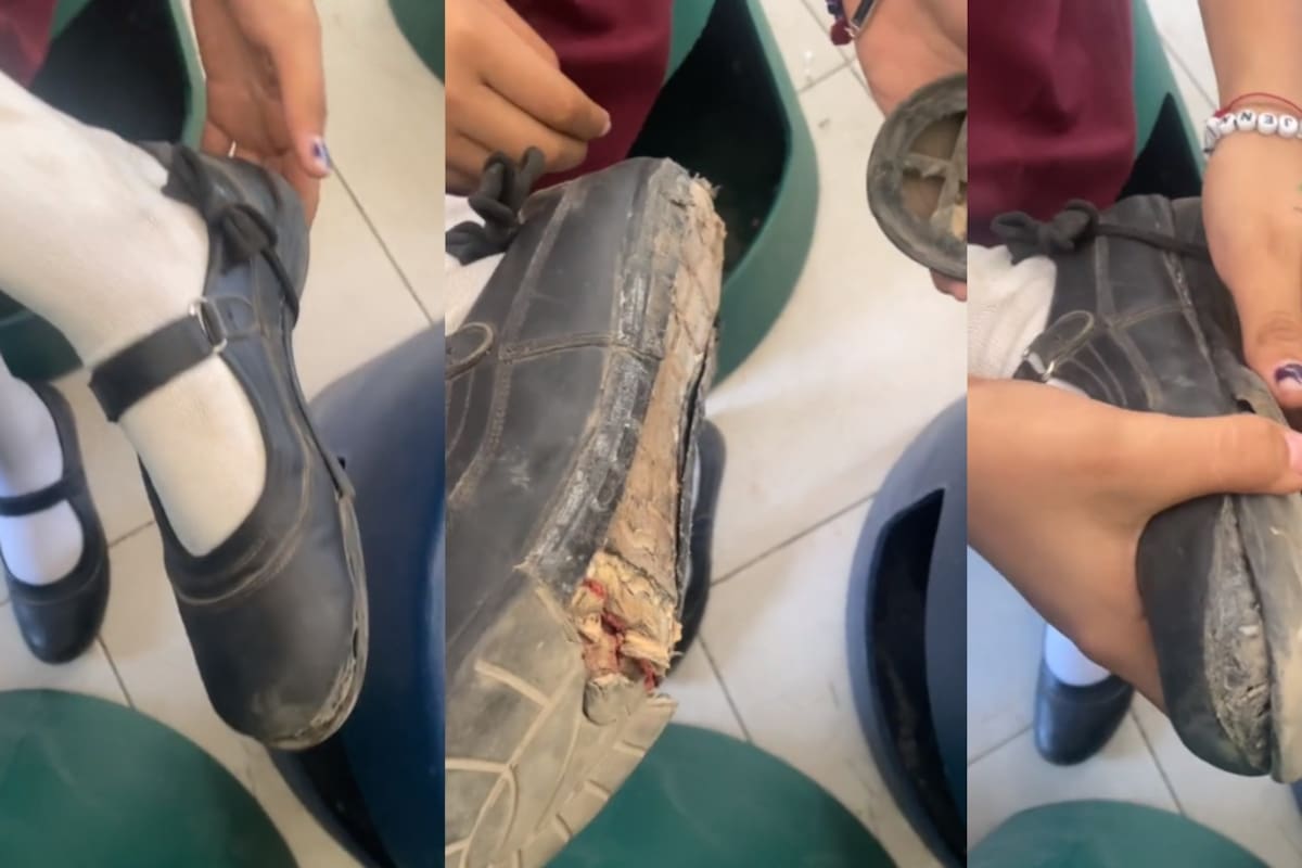 Estudiante sube a TikTok sus zapatos rotos y ahora todos le quieren donar para que se compre unos nuevos