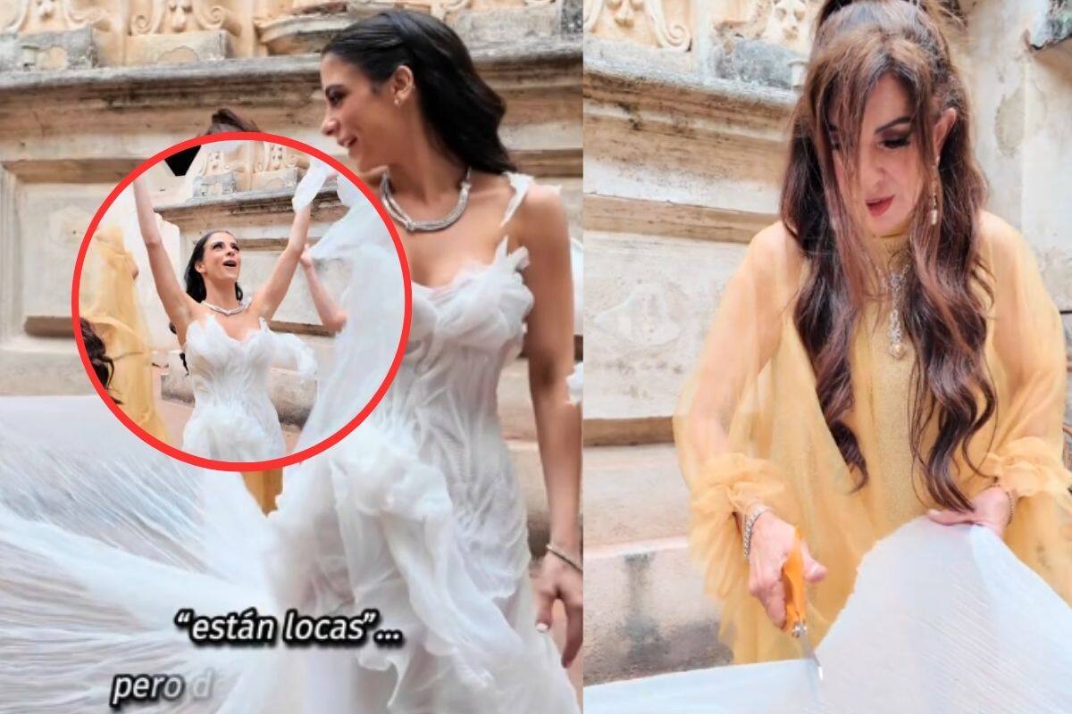Madre corta el vestido de novia de su hija el mismo día de su boda
