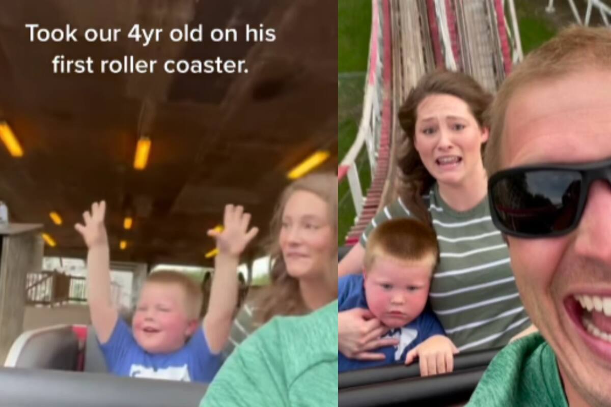 “Llevamos a nuestro hijo de 4 años a su primera montaña rusa”: padres llevan a su hijo a dar una vuelta en una atracción mecánica por primera vez y así resulta
