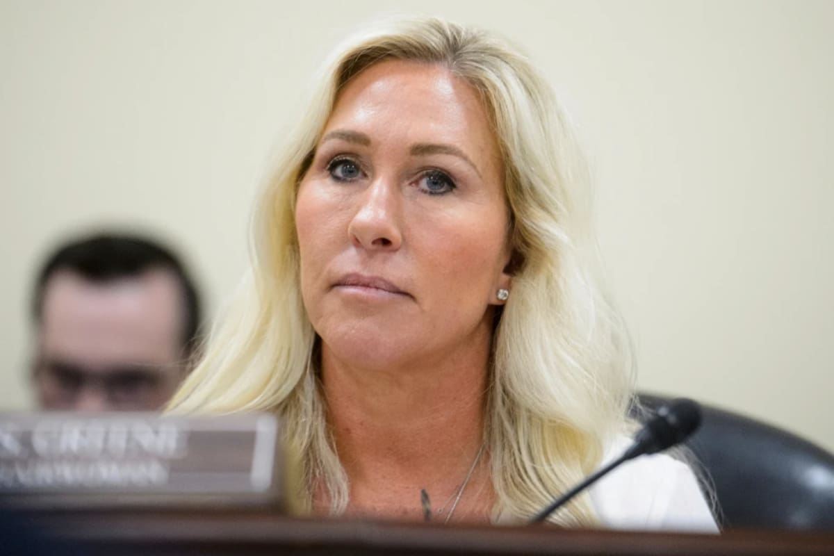 Rep. Marjorie Taylor-Greene, R-Ga., presides over a House Committee hearing on Capitol Hill, Feb. 12, 2025, in Washington. (AP Photo/Rod Lamkey, Jr., File)