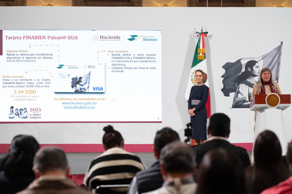 Sheinbaum presenta la Tarjeta Financiera del Bienestar en su 'Conferencia del Pueblo' del 18 de julio del 2025. | Crédito: Presidencia MX