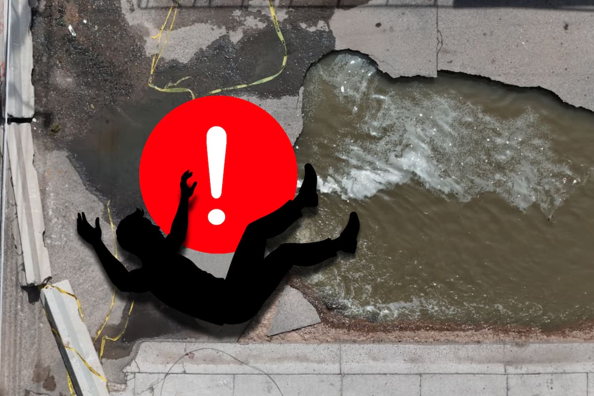 Hombre cayó en socavón de la colonia El Sahuaro; sus gritos alertaron a los cuerpos de emergencia