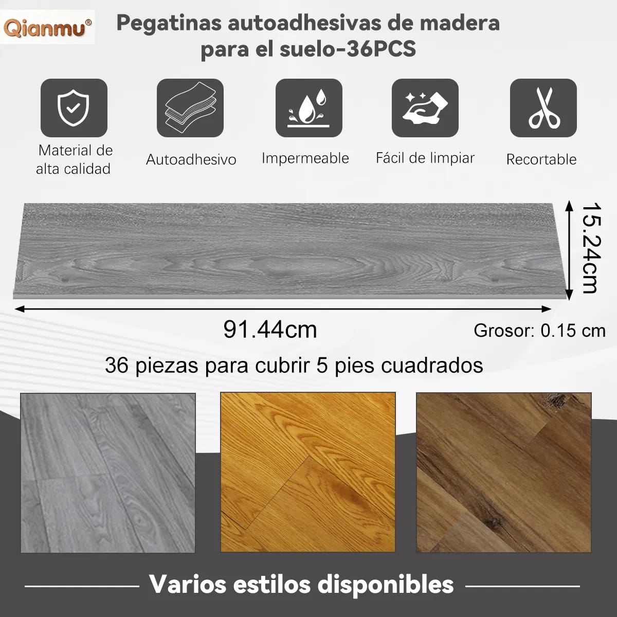 Piso PVC autoadherible de 36 piezas | Mercado Libre