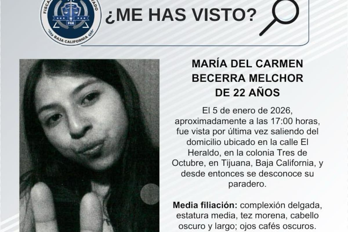Se busca a María del Carmen Becerra Melchor de 22 años de edad