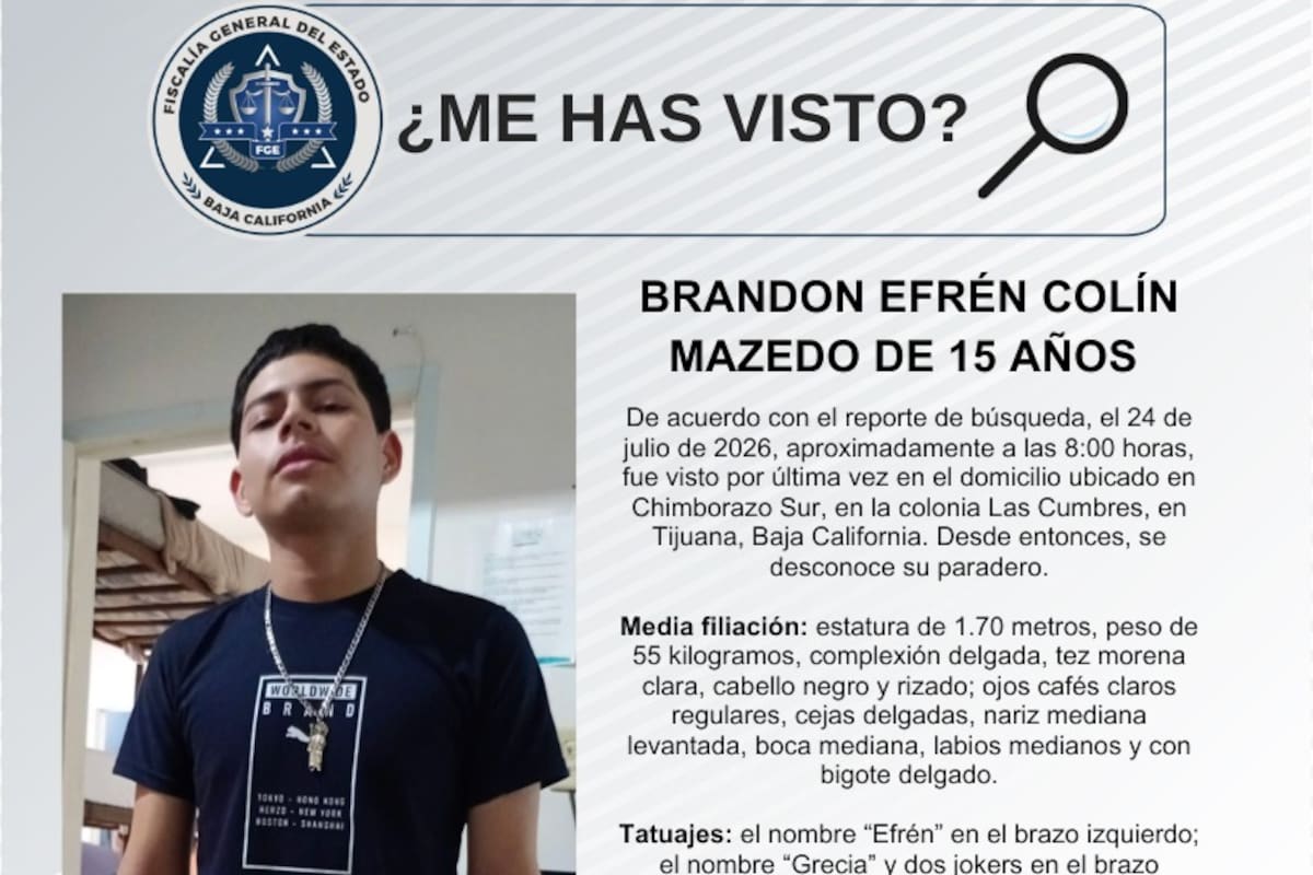 Se busca Brandon Efrén Colín Mazedo de 15 años de edad