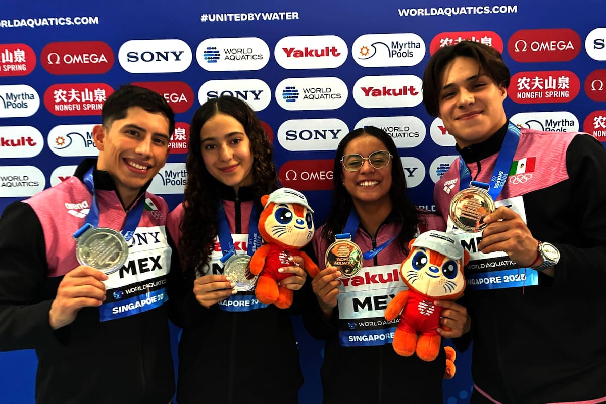 México gana medalla de plata en final de clavados mixtos en el Mundial de Singapur 2025