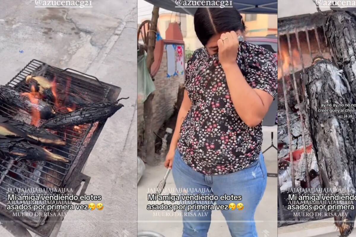 VIDEO | Mujer abre su primer puesto de elotes asados, ¡pero los termina quemando todos!