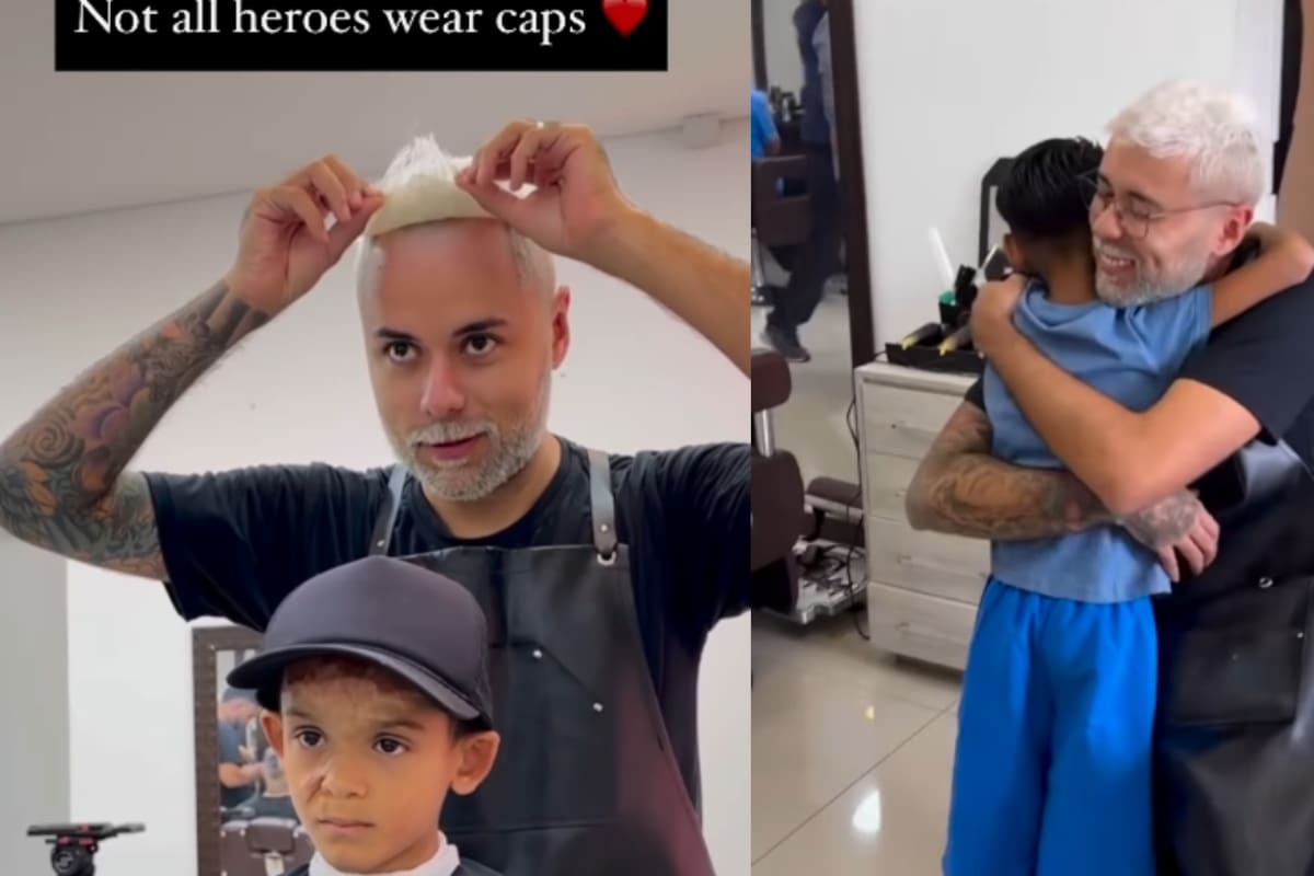 “Este es el tipo de gente que hace el mundo mejor”: Peluquero se vuelve viral por implantar peluquines a niños que pierden el cabello por enfermedades o quemaduras