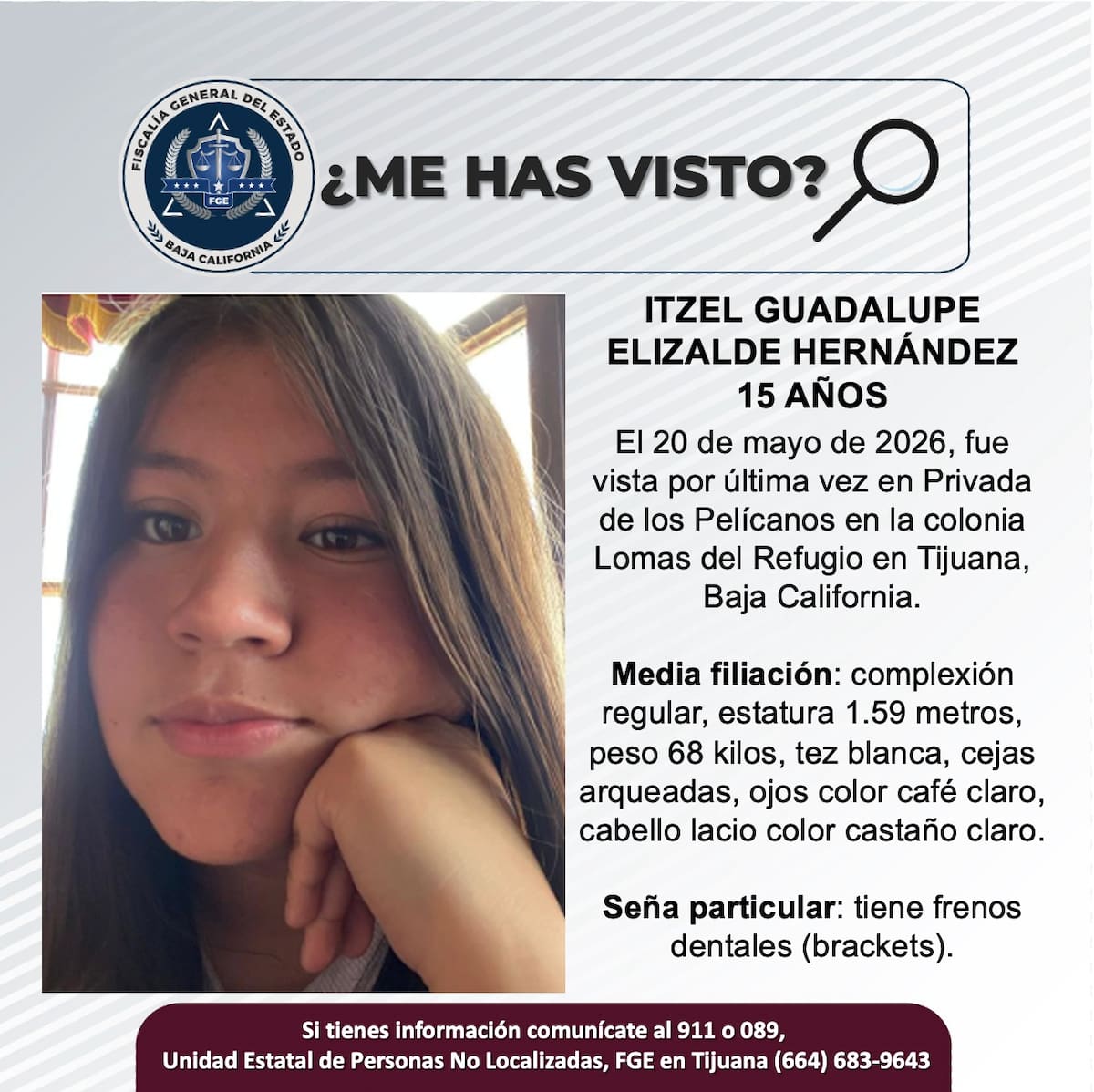 Fue vista por última vez el 20 de mayo de 2026.