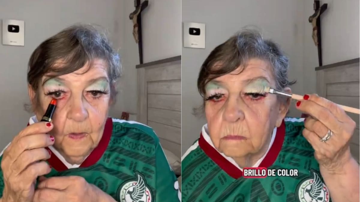 Abuelita conquista las redes con un tutorial de maquillaje inspirado en la Copa Mundial 2026 (VIDEO)