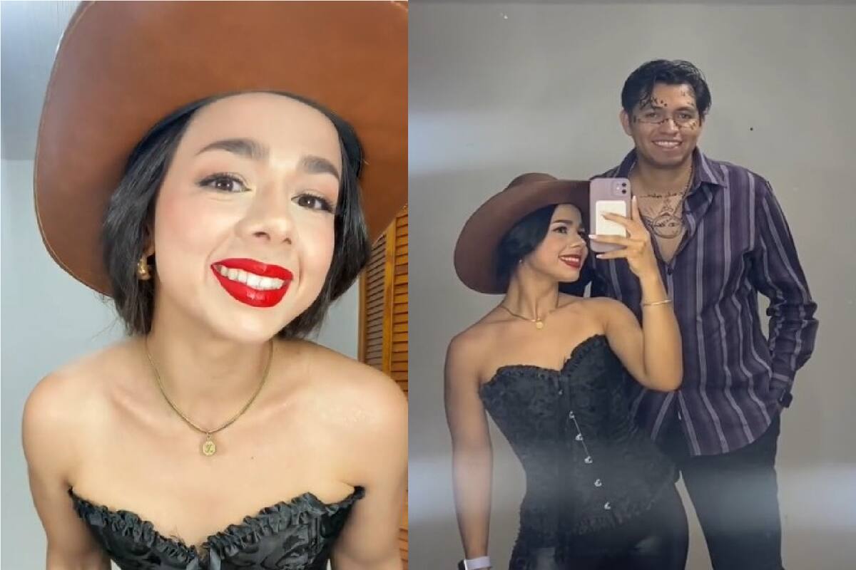 VIDEO: Pareja se viraliza al disfrazarse de Ángela Aguilar y Christian Nodal para fiesta de Halloween