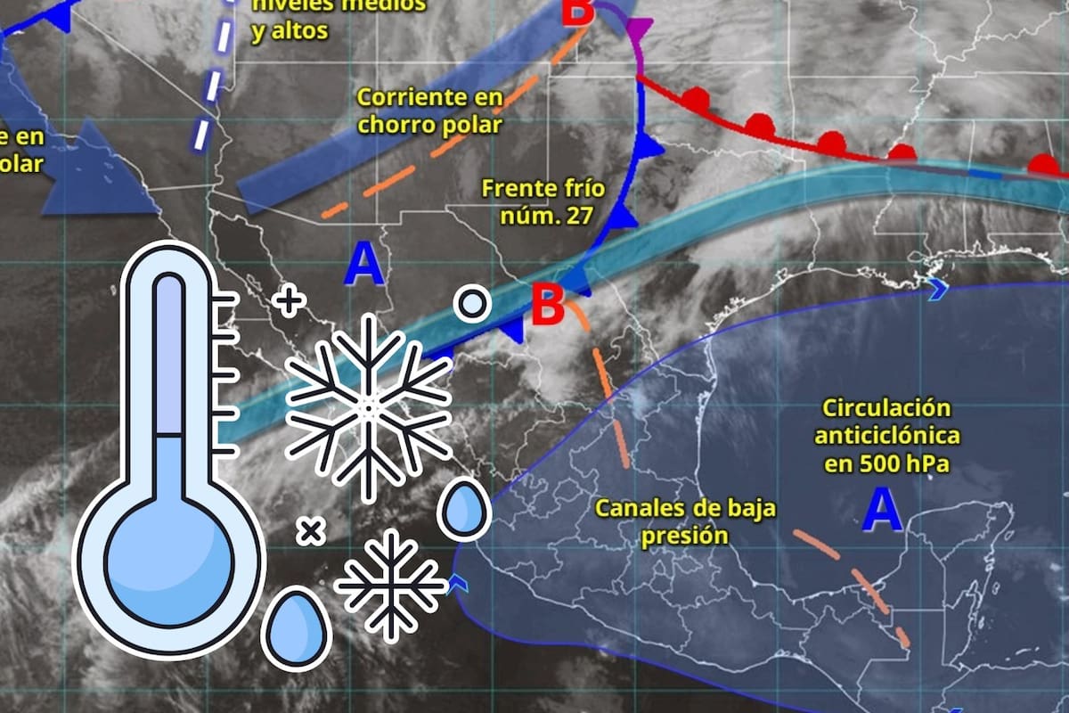 Frente frío 27 activa heladas severas, posible nieve en Sonora y Chihuahua y vientos de hasta 90 km/h en el norte del país