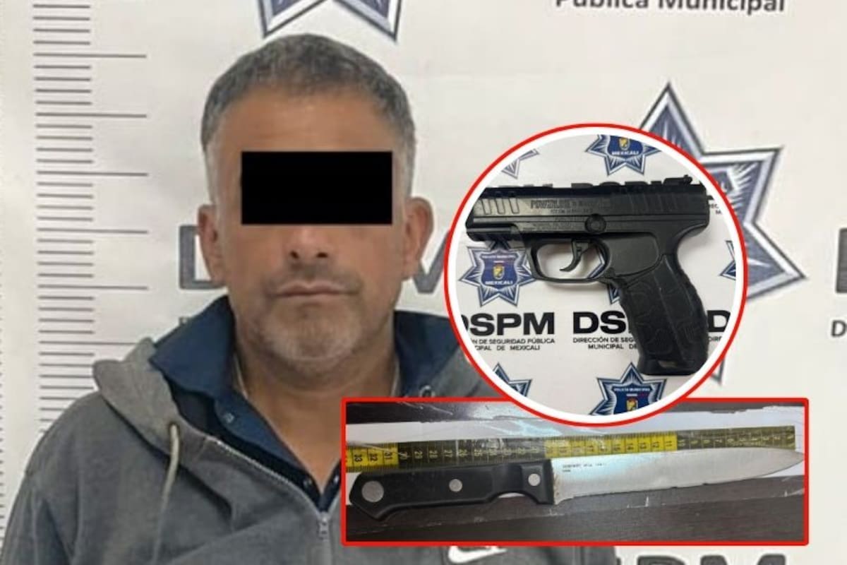 Atrapan a presunto ladrón de comercio con navaja y pistola de utilería