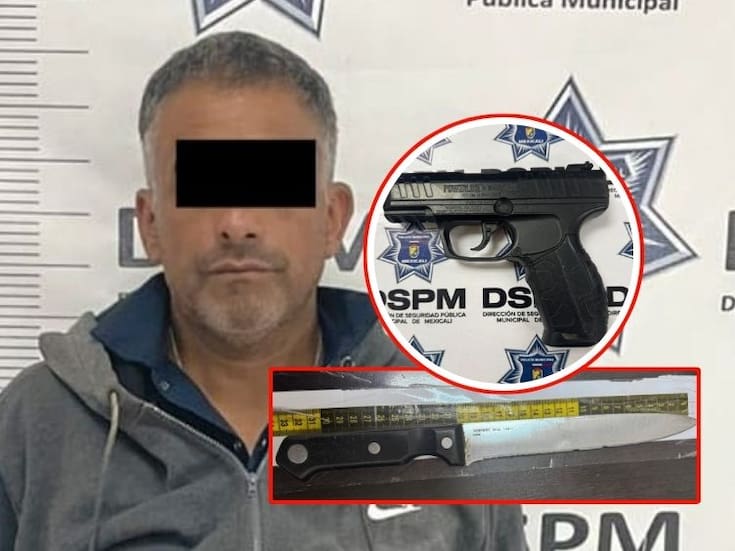 Atrapan a presunto ladrón de comercio con navaja y pistola de utilería