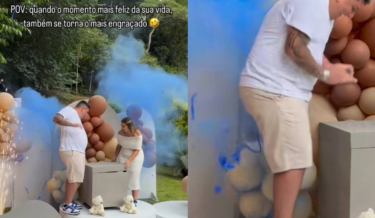 Fiesta de gender reveal termina mal: al papá le explota la pintura en plena retaguardia