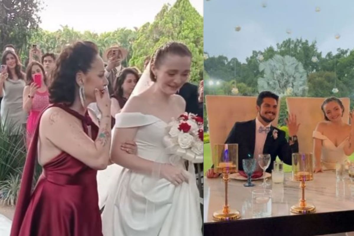 Lolita Cortés rompe en llanto al entregar a su hija en el altar