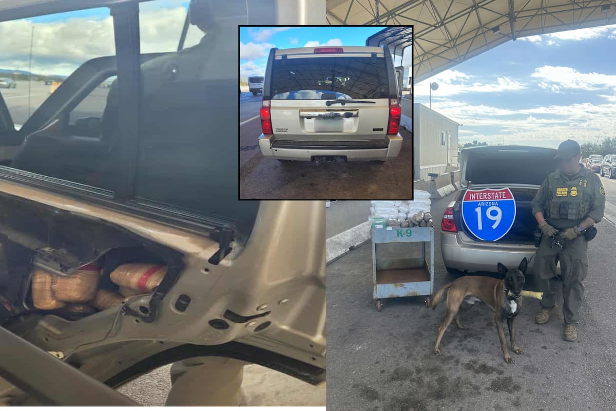 Incautan narcóticos en punto de revisión migratorio al norte de Nogales, Arizona
