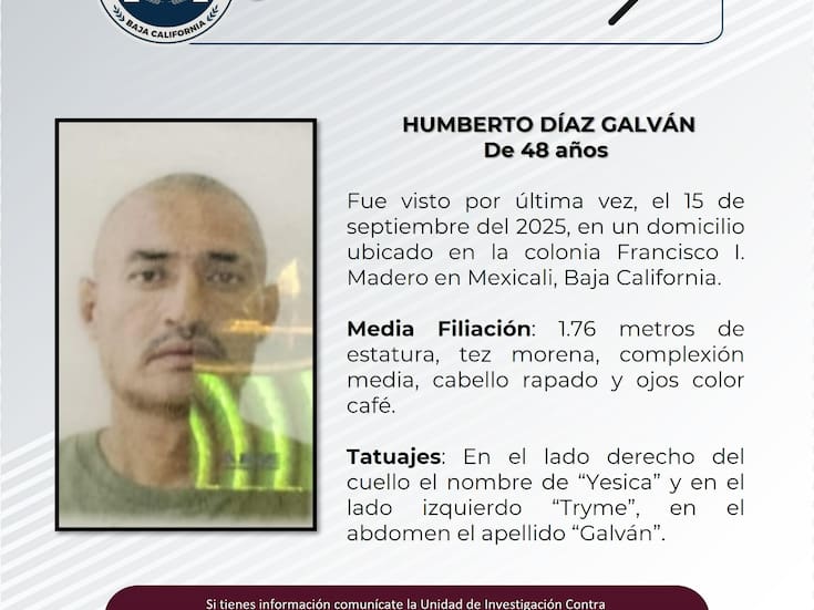 Se solicita ayuda para localizar a Humberto Díaz Galván