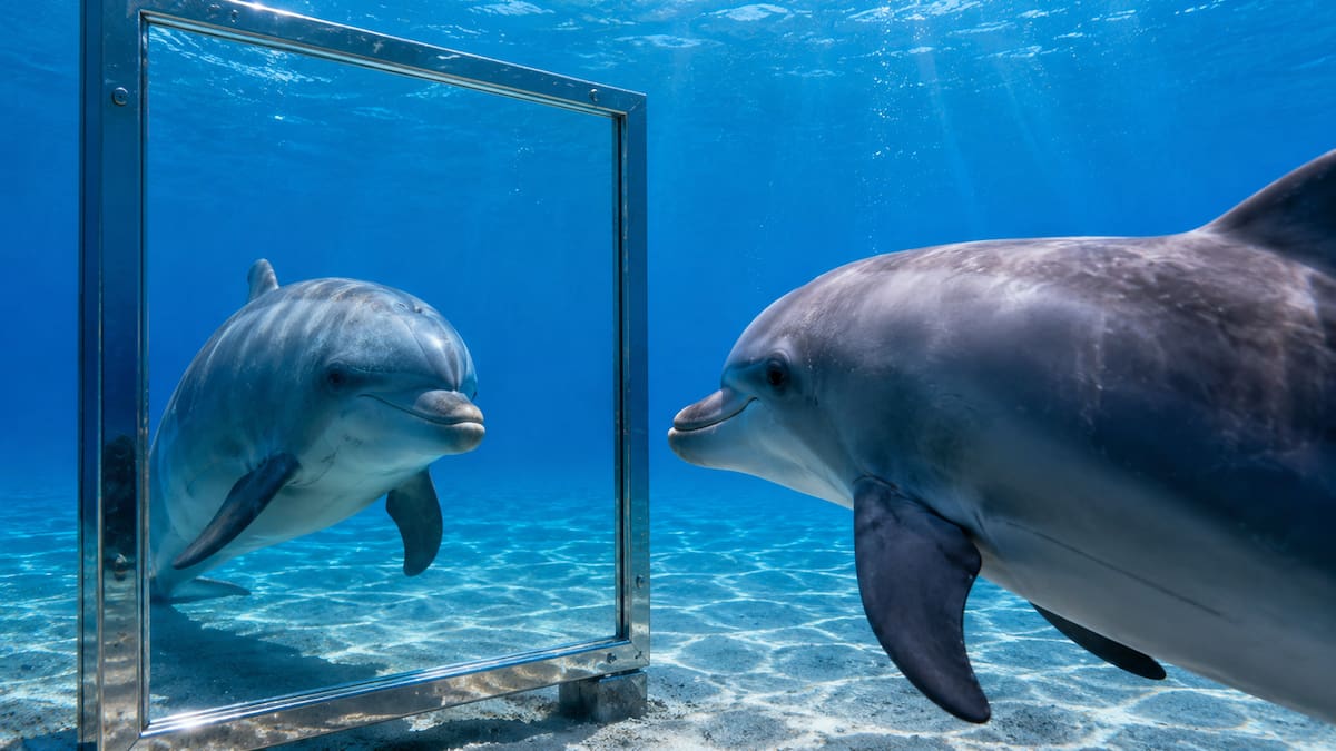¿Sabías que el delfín es uno de los pocos animales que se reconoce a sí mismo en un espejo?
