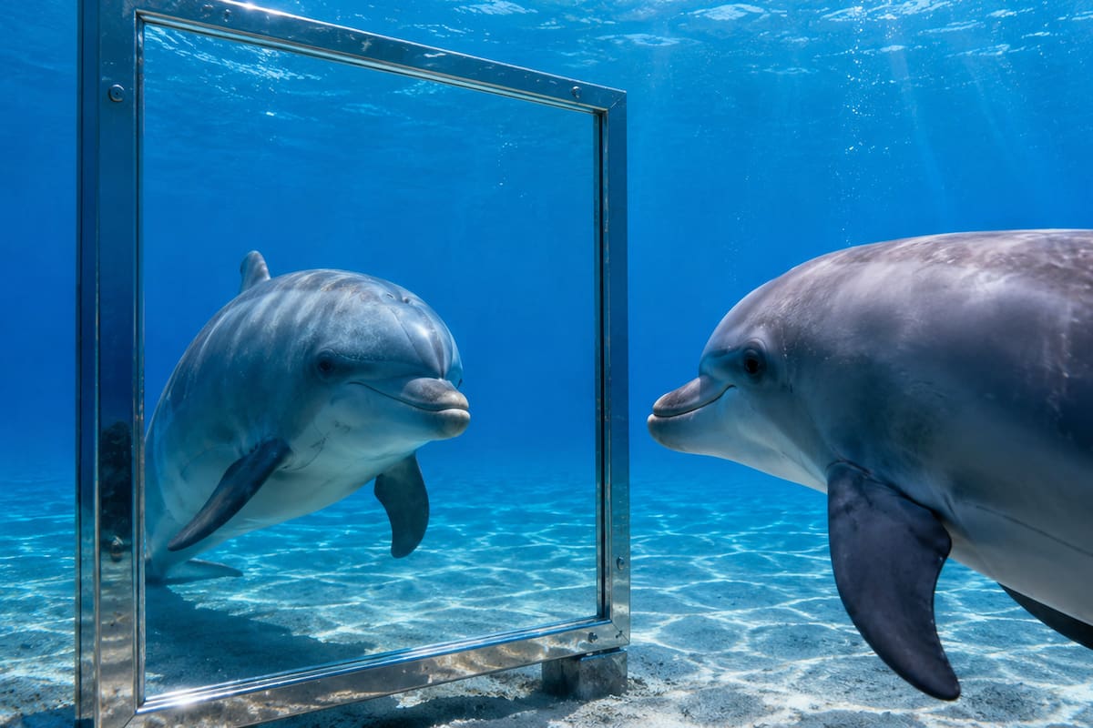¿Sabías que el delfín es uno de los pocos animales que se reconoce a sí mismo en un espejo?