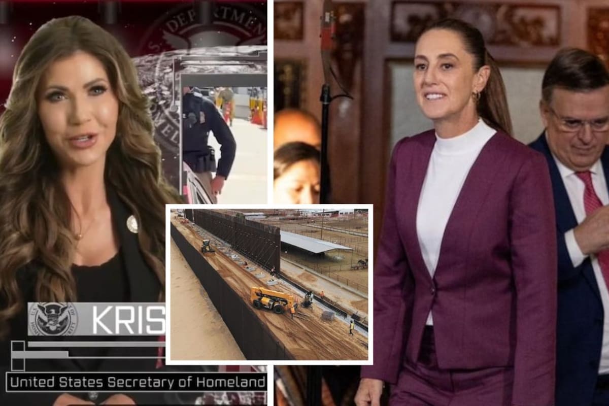 Kristi Noem anuncia compra de acero para reforzar el muro y Sheinbaum responde: “Nosotros construimos puentes, no muros”