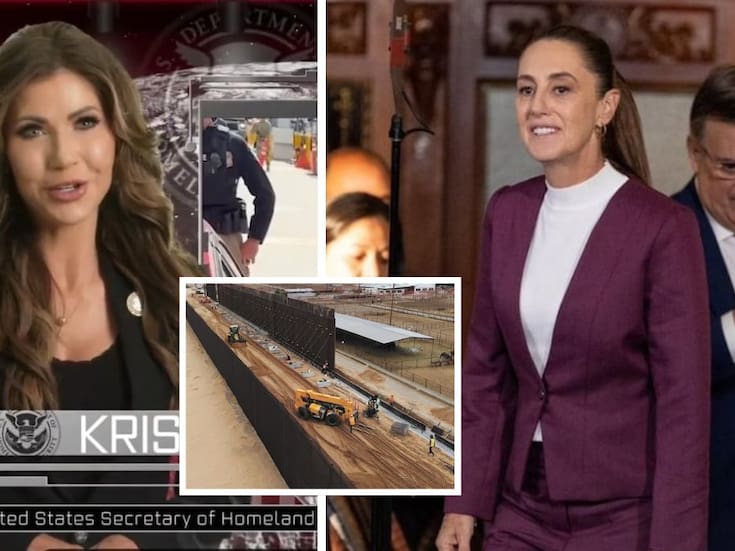 Kristi Noem anuncia compra de acero para reforzar el muro y Sheinbaum responde: “Nosotros construimos puentes, no muros”