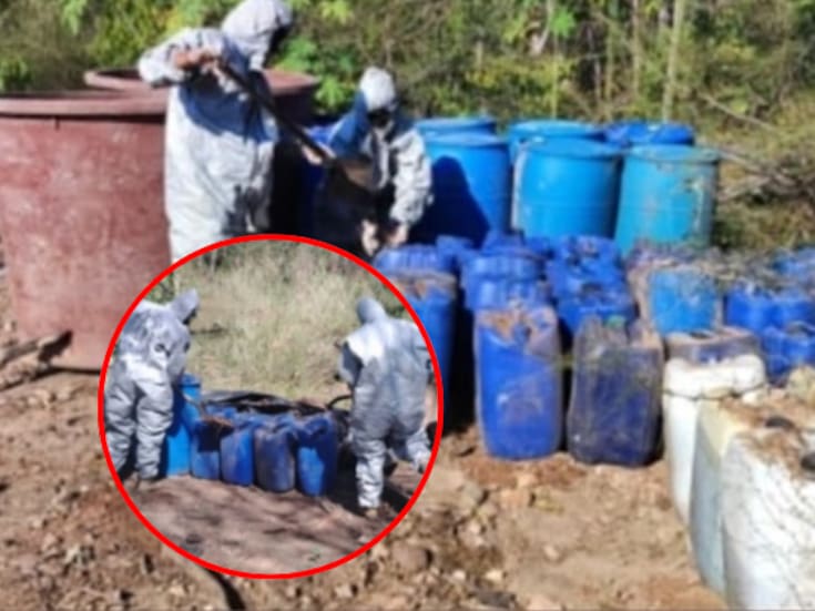 Operativo en Culiacán: autoridades localizan y aseguran más de 2,000 litros de precursores químicos ocultos en áreas rurales de El Melado y Corralejo