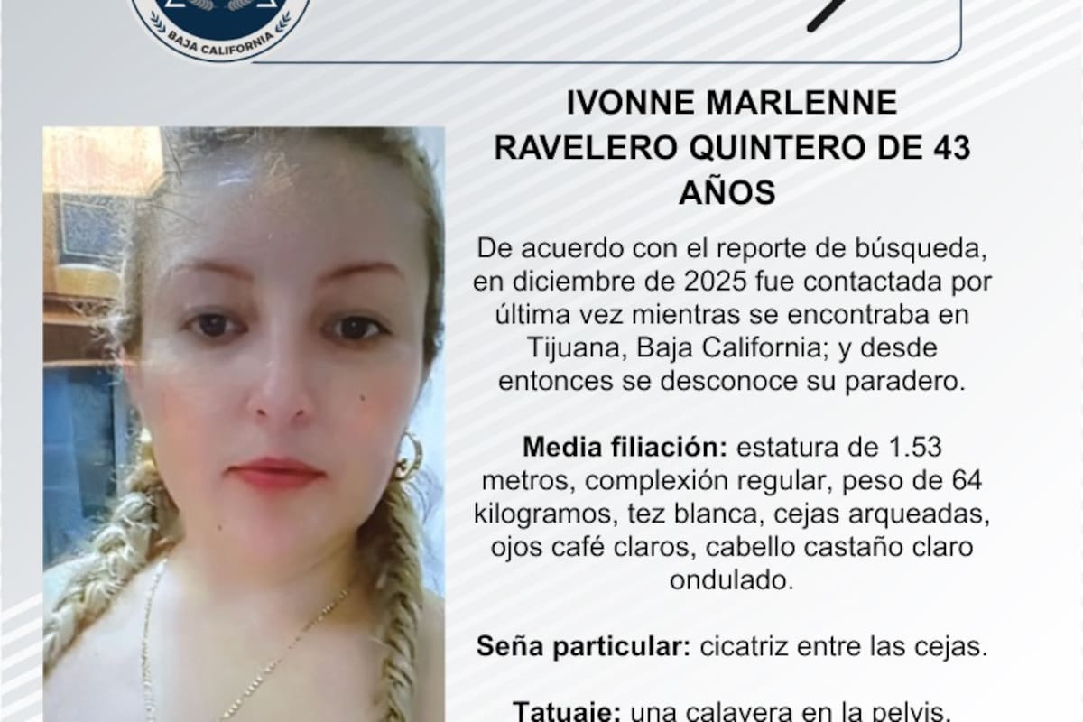 Se busca a Ivonne Marlenne Ravelero Quintero, de 43 años de edad