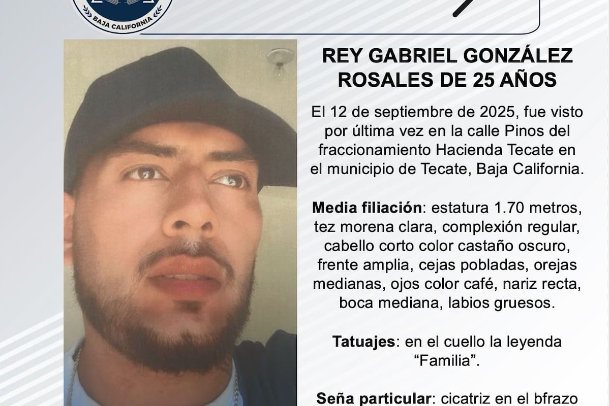 Se busca a Rey Gabriel González Rosales de 25 años