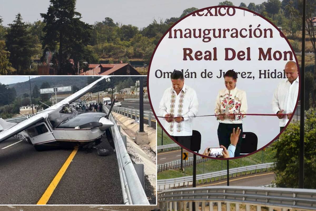 Avioneta hizo aterrizaje de emergencia sobre nueva carretera Real del Monte-Huasca, un día antes de que Sheinbaum la inaugurara