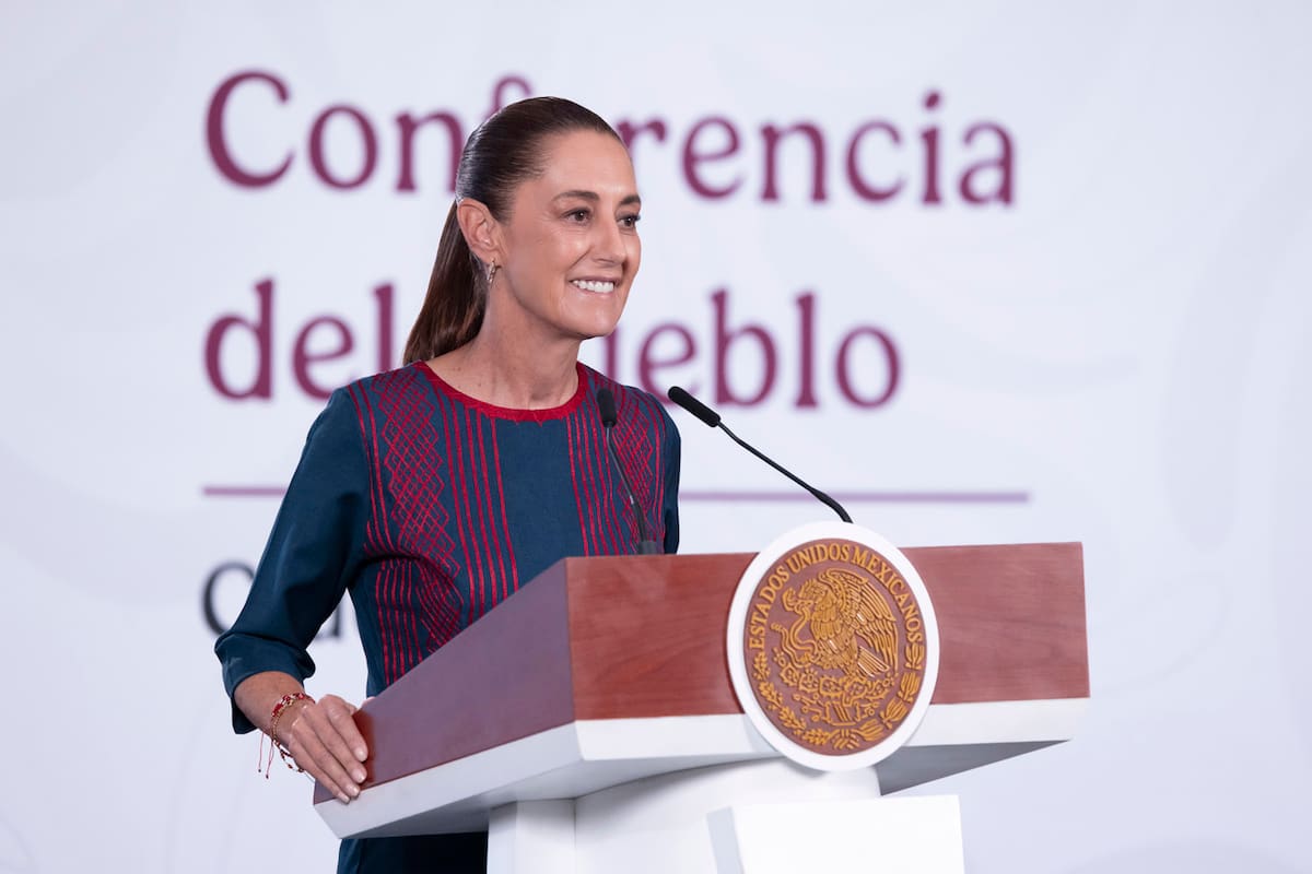 Cuauhtémoc, Ciudad de México. 8 de junio 2026. La presidenta constitucional de los Estados Unidos Mexicanos, la Doctora Claudia Sheinbaum Pardo en conferencia de prensa matutina en el salón de la Tesorería de Palacio Nacional. | Foto: Juan Carlos Ramos Mamahua/Presidencia.