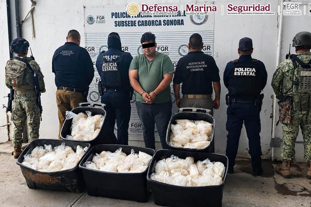 Aseguran 200 kilos de metanfetamina ocultos en carretes industriales en Sonora; hay un detenido