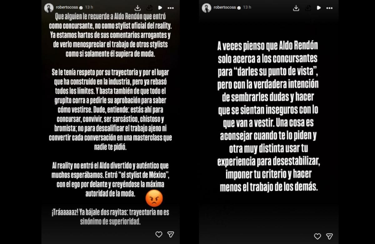 Roberto Coss, estilista de Flor Vigna, arremete contra Aldo Rendón