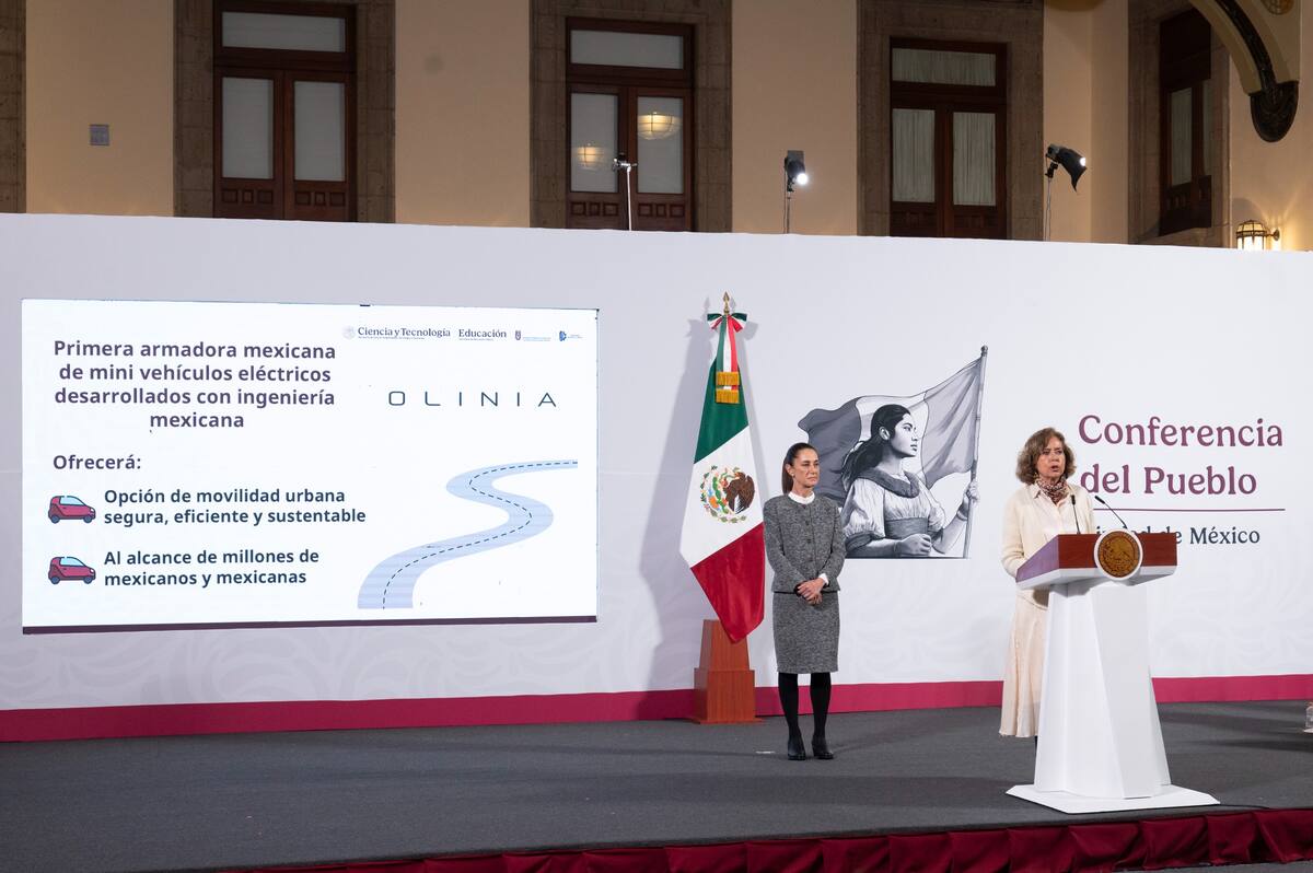 Sheinbaum presenta Olinia en su mañanera. | Crédito: Presidencia
