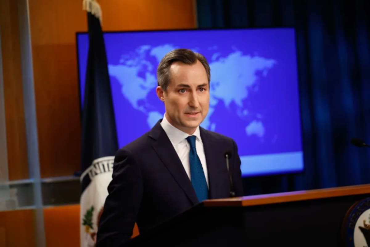 El portavoz del Departamento de Estado, Matthew Miller, el 1 de octubre en Washington. / Kevin Dietsch-Getty Images