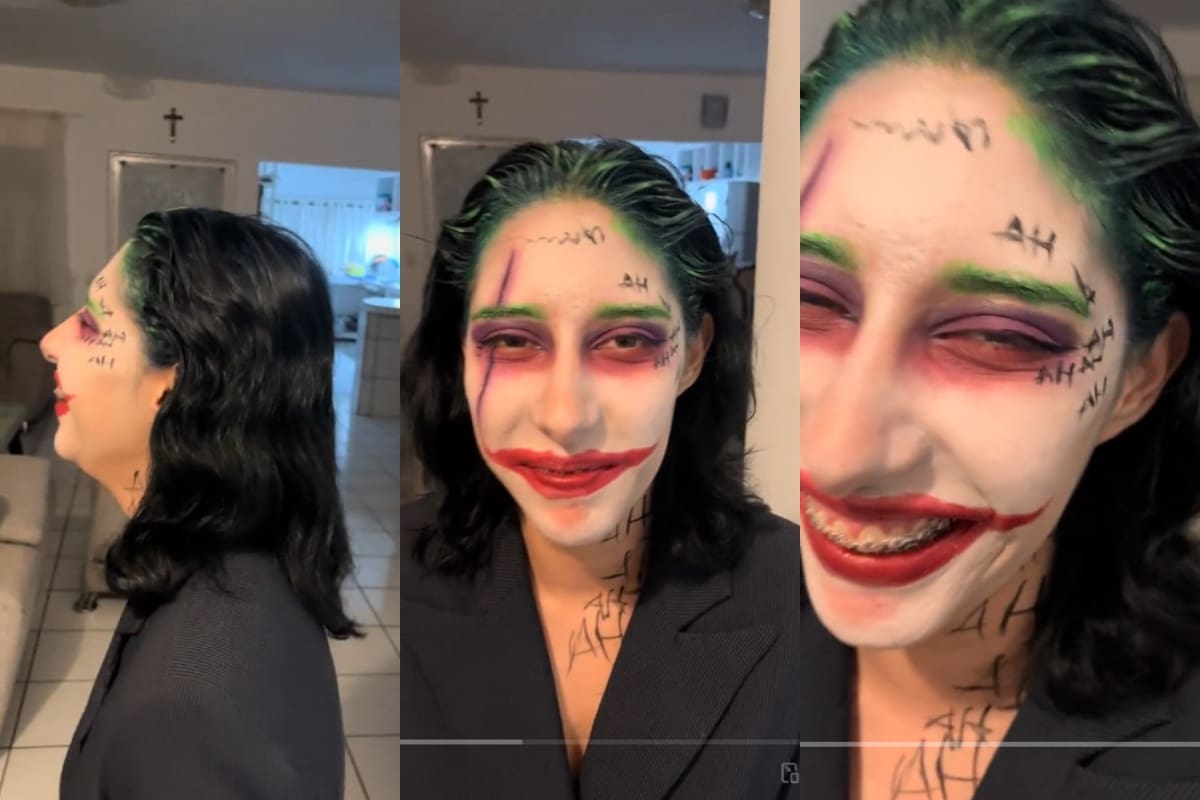 Joven intenta recrear maquillaje del Joker pero comete un pequeño error que la hace viral en TikTok