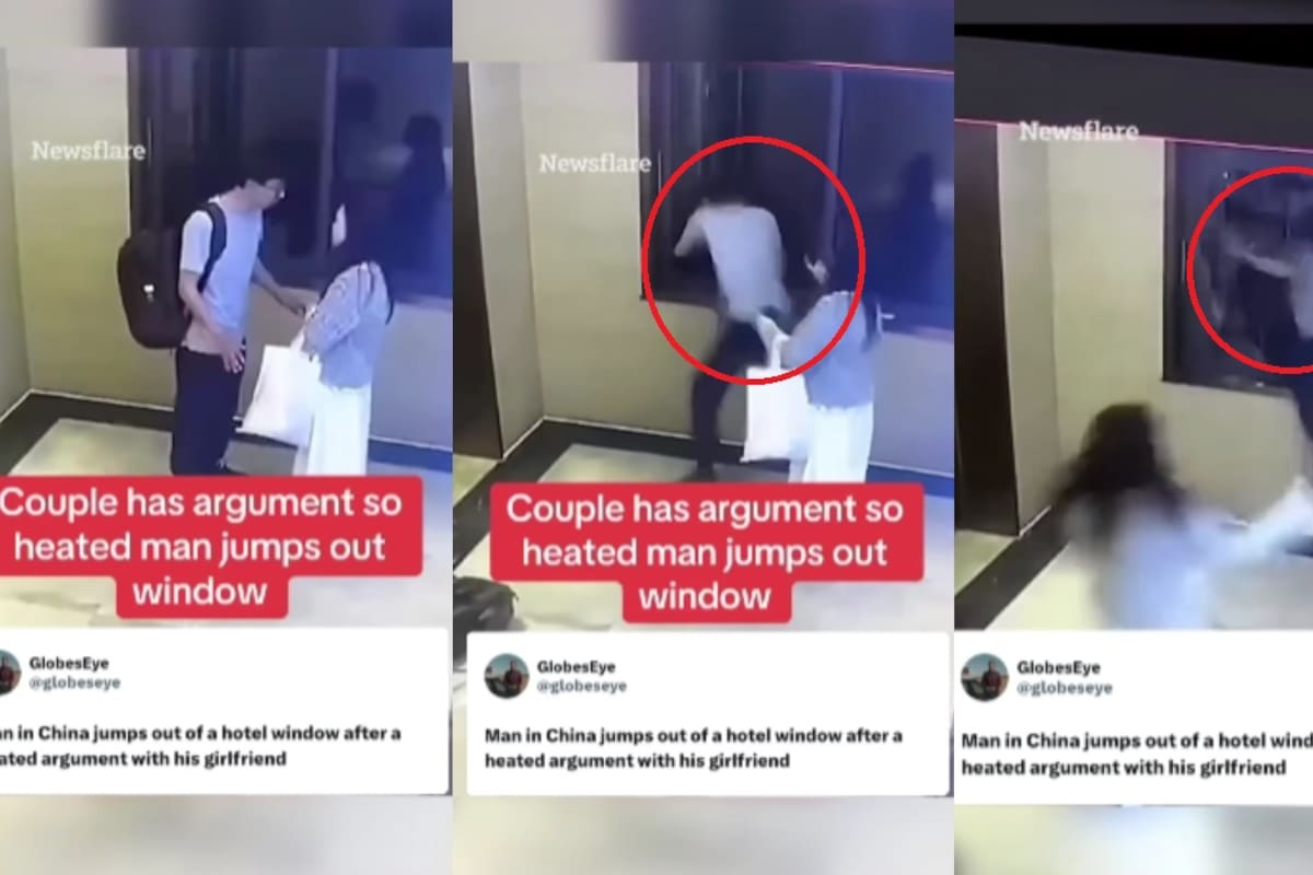 Captan a pareja discutiendo y él se lanza por la ventana para evitar pelear