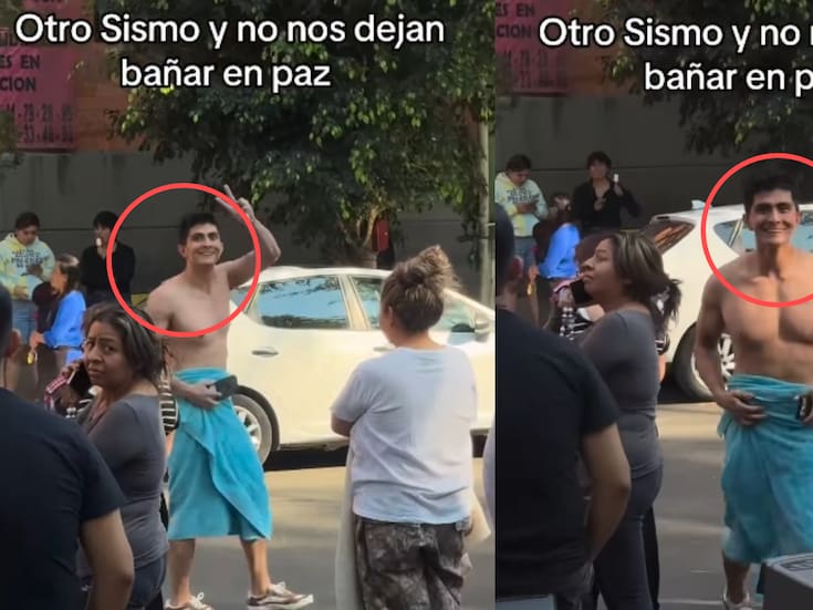 Joven se estaba bañando cuando sonó la alerta sísmica; sale en toalla y desata revuelo en redes